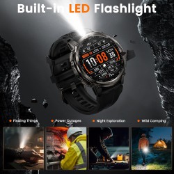 KOSPET smartwatch TANK T4C, heart rate, 1.5" AMOLED, GPS, 5 ATM & IP69K, με φακό, μαύρο