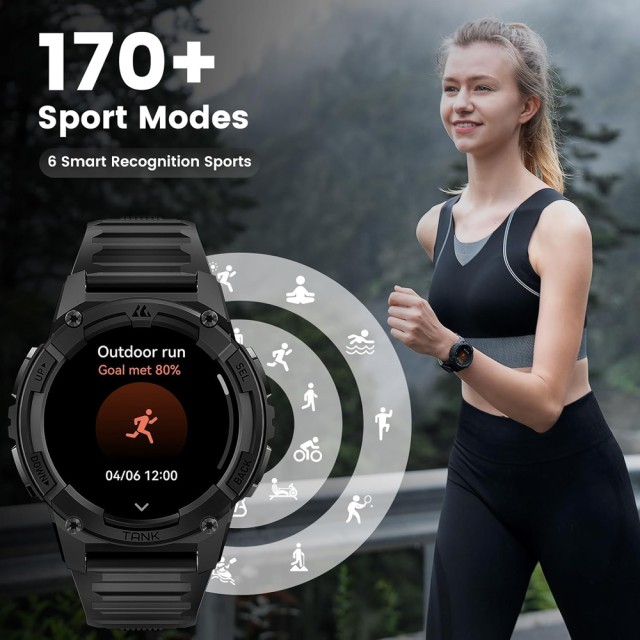 KOSPET smartwatch TANK S2, heart rate, 1.32" AMOLED, GPS, 5 ATM & IP69K, μαύρο