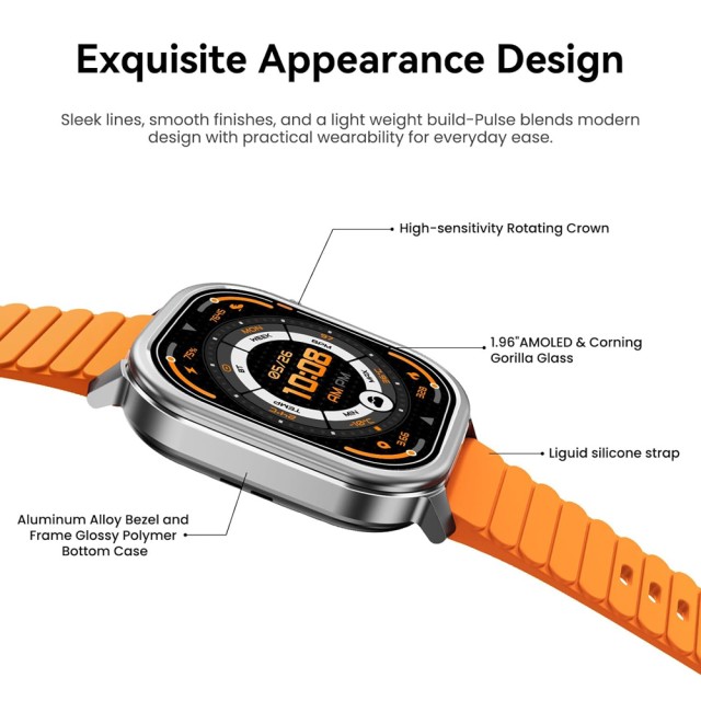 KOSPET smartwatch Pulse, heart rate, 1.96" AMOLED, IP68, μαύρο KOSPET smartwatch Pulse, heart rate, 1.96" AMOLED, IP68, μαύρο