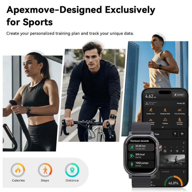 KOSPET smartwatch Pulse, heart rate, 1.96" AMOLED, IP68, μαύρο KOSPET smartwatch Pulse, heart rate, 1.96" AMOLED, IP68, μαύρο