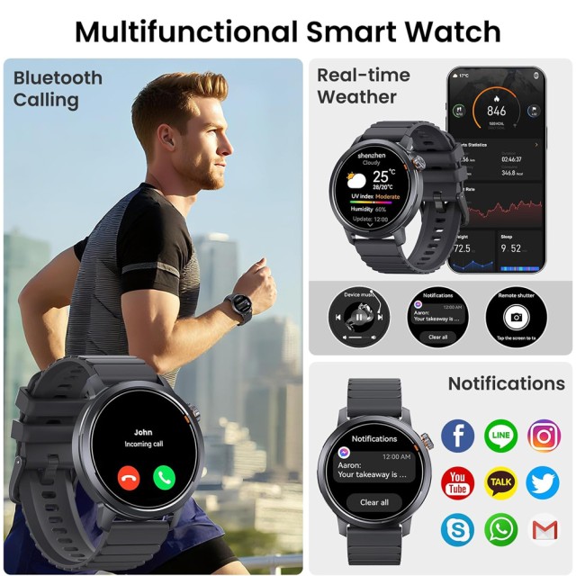 KOSPET smartwatch Orb, heart rate, 1.43" AMOLED, IP68, μαύρο
