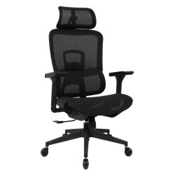 POWERTECH καρέκλα γραφείου PT-1633 με μπράτσα και ανάκλιση, ρυθμιζόμενο ύψος, μαύρη