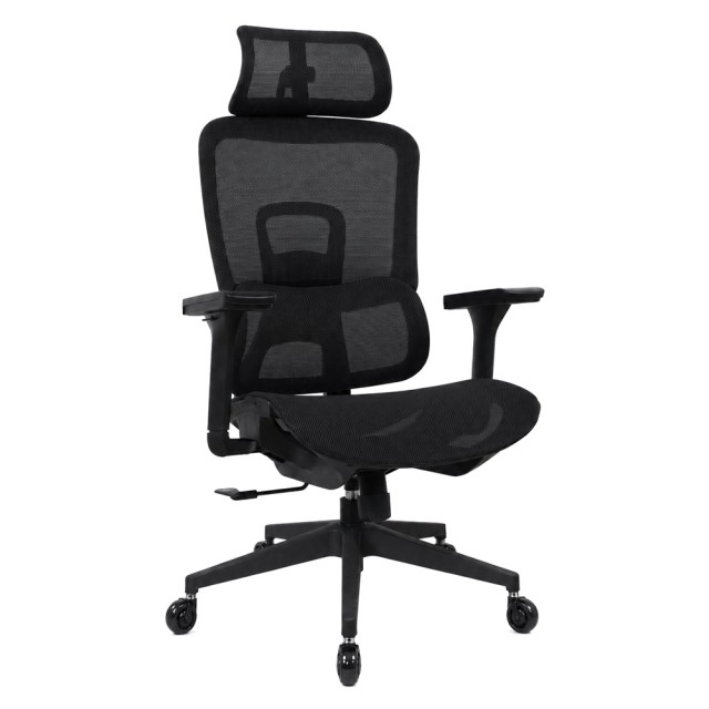 POWERTECH καρέκλα γραφείου PT-1633 με μπράτσα και ανάκλιση, ρυθμιζόμενο ύψος, μαύρη