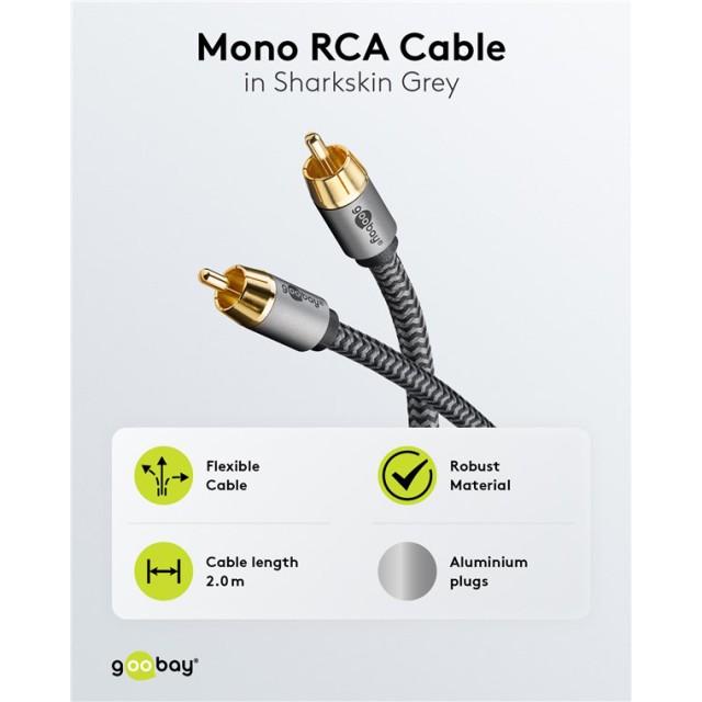 GOOBAY καλώδιο ήχου RCA σε RCA 65298, 5m, μαύρο/ασημί