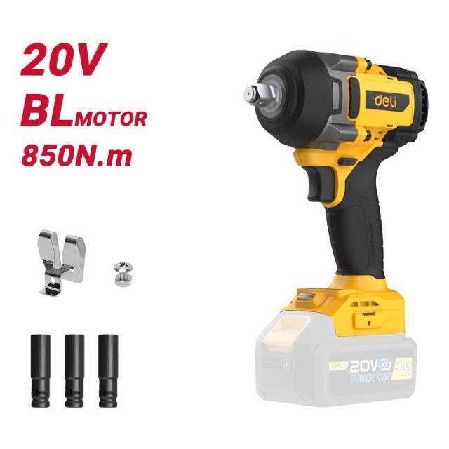 DELI κρουστικό μπουλονόκλειδο μπαταρίας DC234Z, Brushless, 20V, 850N.m, 1/2"