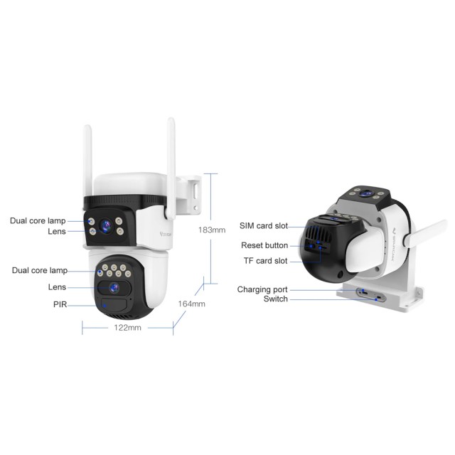 VSTARCAM smart ηλιακή κάμερα BG621DR, dual lens, 3MP, 4G, SD, PTZ, IP66 VSTARCAM smart ηλιακή κάμερα BG621DR, dual lens, 3MP, 4G, SD, PTZ, IP66