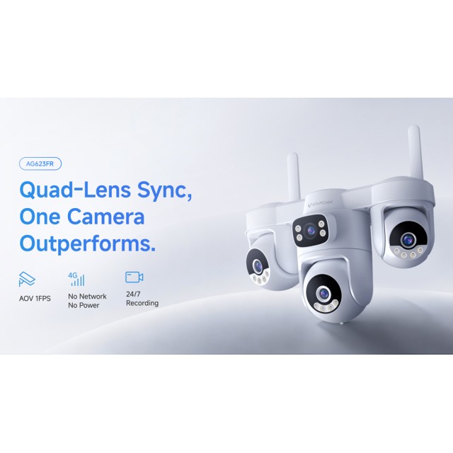 VSTARCAM smart ηλιακή κάμερα AG623FR, four-lens, 3MP, 4G, SD, PTZ, IP66