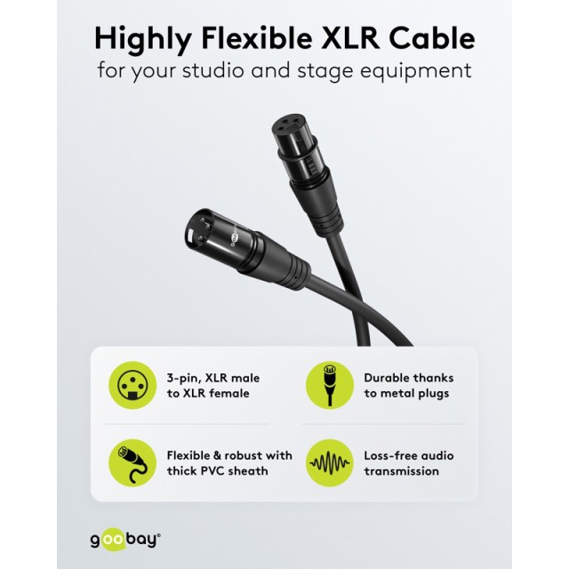 GOOBAY καλώδιο προέκτασης ήχου XLR 80028, 1m, μαύρο GOOBAY καλώδιο προέκτασης ήχου XLR 80028, 1m, μαύρο