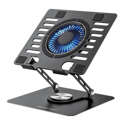 POWERTECH βάση & ψύξη laptop PT-1630 έως 17", 110mm LED fan, μεταλλική, μαύρη