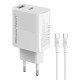 POWERTECH φορτιστής τοίχου PT-1636 με καλώδιο, USB/USB-C, 30W, GaN, λευκός POWERTECH φορτιστής τοίχου PT-1636 με καλώδιο, USB/USB-C, 30W, GaN, λευκός