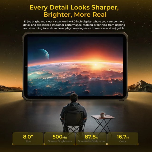 OUKITEL tablet RT11, 8", 8/128GB, 10000mAh, 5G, IP68/IP69K/MIL-STD-810H, μαύρο OUKITEL tablet RT11, 8", 8/128GB, 10000mAh, 5G, IP68/IP69K/MIL-STD-810H, μαύρο