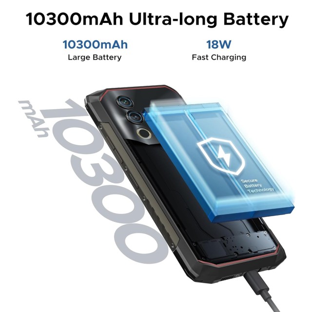 DOOGEE smartphone Blade10 Power, 6.6", 8/128GB, 10300mAh, IP68/IP69K/MIL-STD-810H, μαύρο DOOGEE smartphone Blade10 Power, 6.6", 8/128GB, 10300mAh, IP68/IP69K/MIL-STD-810H, μαύρο