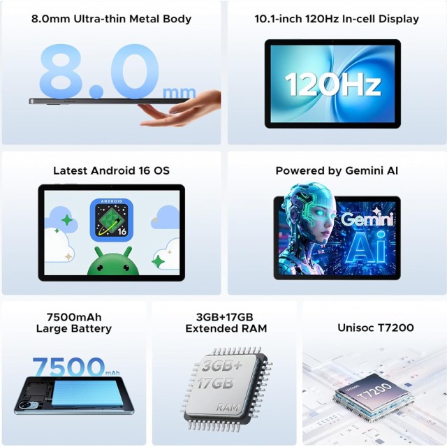 DOOGEE tablet Tab G5, 10.1", 3/128GB, 4G, Android 16, 7500mAh, μπλε DOOGEE tablet Tab G5, 10.1", 3/128GB, 4G, Android 16, 7500mAh, μπλε