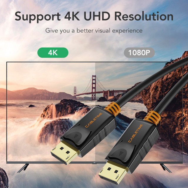 CABLETIME καλώδιο DisplayPort CT-AV585-01G, 4K/60Hz, 1m, μαύρο CABLETIME καλώδιο DisplayPort CT-AV585-01G, 4K/60Hz, 1m, μαύρο