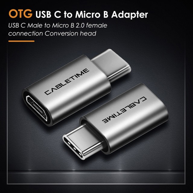 CABLETIME αντάπτορας USB-C σε micro USB CT-CMMCBF-ASG, 480Mbps, γκρι
