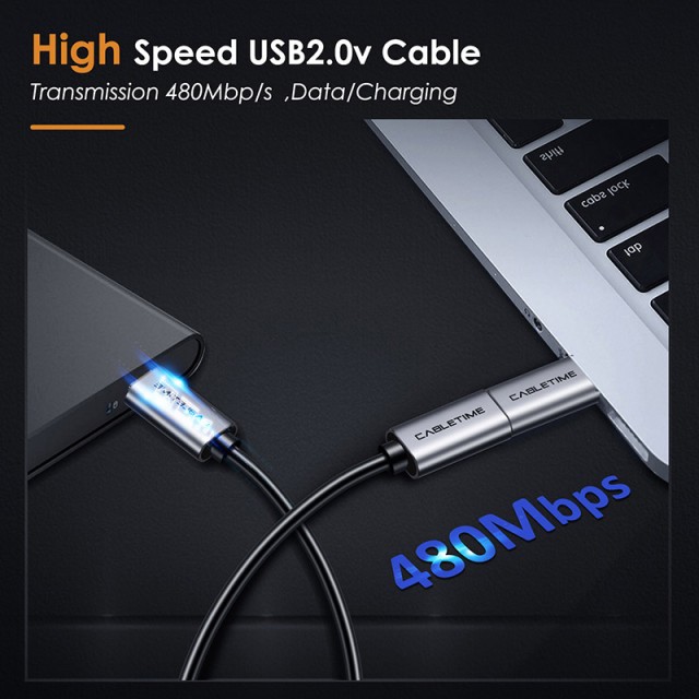 CABLETIME αντάπτορας USB-C σε micro USB CT-CMMCBF-ASG, 480Mbps, γκρι