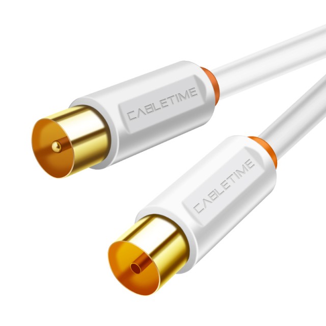 CABLETIME καλώδιο κεραίας CT-AV101-02, 75 Ohm, 1m, λευκό CABLETIME καλώδιο κεραίας CT-AV101-02, 75 Ohm, 1m, λευκό