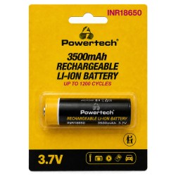 POWERTECH επαναφορτιζόμενη μπαταρία Li-ion INR18650 PT-1615, 3500mAh, 3.7V, button top, 1τμχ