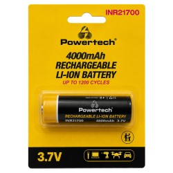 POWERTECH επαναφορτιζόμενη μπαταρία Li-ion INR21700 PT-1616, 4000mAh, 3.7V, button top, 1τμχ
