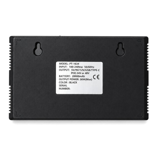 POWERTECH mini DC UPS PT-1634, 36W, 20000mAh, 3x DC, USB/USB-C, PoE/LAN, μαύρο POWERTECH mini DC UPS PT-1634, 36W, 20000mAh, 3x DC, USB/USB-C, PoE/LAN, μαύρο