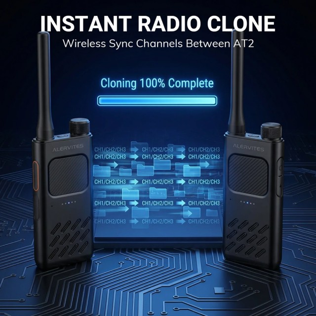 ALERVITES ασύρματος πομποδέκτης AT2, 2W, UHF 400-480MHz, Bluetooth, γκρι