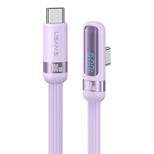 USAMS καλώδιο USB-C US-SJ653, 100W, 480Mbps, flat, 1.2m, μωβ USAMS καλώδιο USB-C US-SJ653, 100W, 480Mbps, flat, 1.2m, μωβ