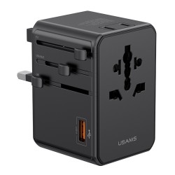 USAMS φορτιστής/αντάπτορας πρίζας CC334, USB & 3x USB-C, universal, 100W, GaN, μαύρος