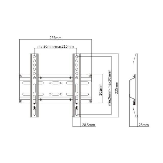 BRATECK επιτοίχια βάση KL25-22F για τηλεόραση 23-42", έως 35kg