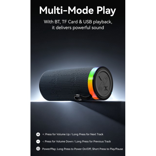USAMS φορητό ηχείο YX018 με LED φωτισμό, 2x 5W, Bluetooth, 1500mAh, μαύρο USAMS φορητό ηχείο YX018 με LED φωτισμό, 2x 5W, Bluetooth, 1500mAh, μαύρο
