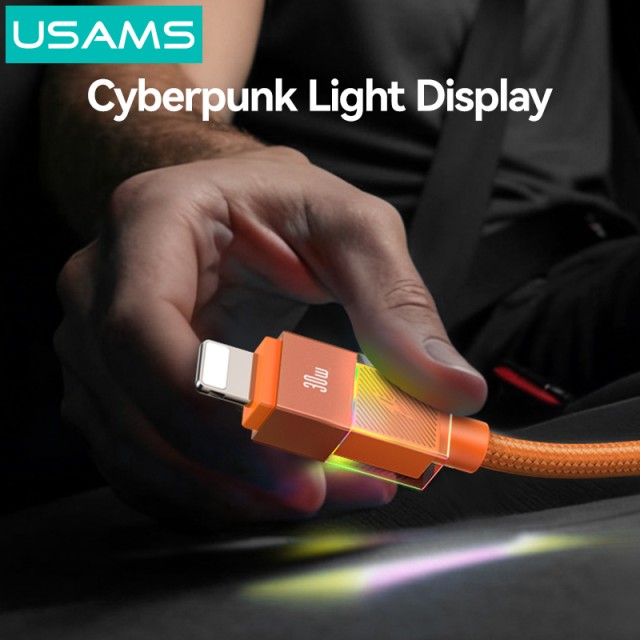 USAMS καλώδιο Lightning σε USB-C SJ776, 30W, 480Mbps, 1.2m, μαύρο