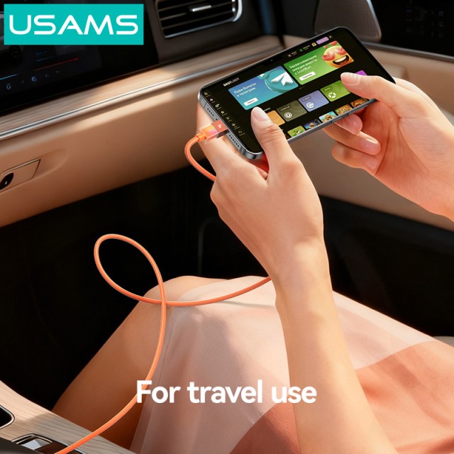 USAMS καλώδιο Lightning σε USB-C SJ776, 30W, 480Mbps, 1.2m, μαύρο