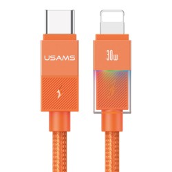 USAMS καλώδιο Lightning σε USB-C SJ776, 30W, 480Mbps, 1.2m, πορτοκαλί