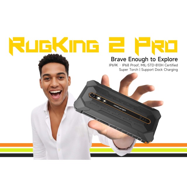 ULEFONE smartphone RugKing 2 Pro, 5.45", 6/128GB, 4550mAh, IP68/IP69K/MIL-STD-810H, μαύρο