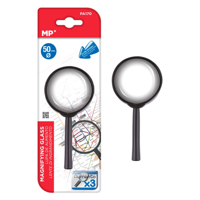 MP μεγεθυντικός φακός PA170, x3, 50mm, πλαστικός με γυάλινο φακό, μαύρος MP μεγεθυντικός φακός PA170, x3, 50mm, πλαστικός με γυάλινο φακό, μαύρος