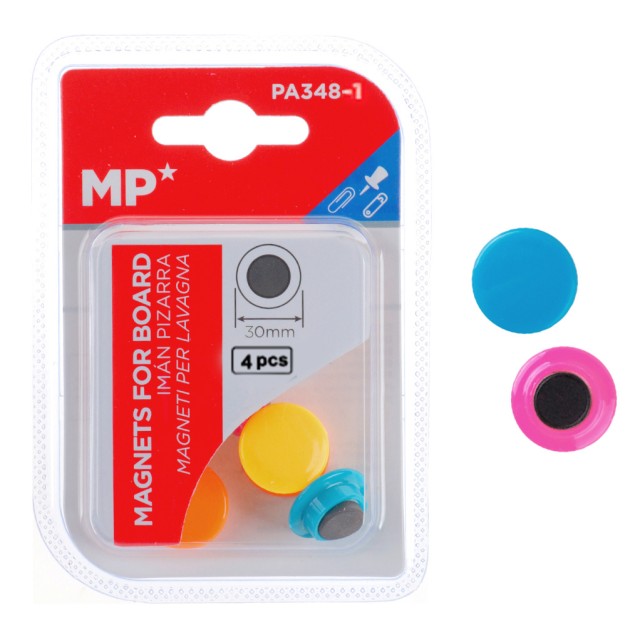 MP σετ μαγνήτες PA348-1, στρογγυλοί, 30mm, χρωματιστοί, 4τμχ MP σετ μαγνήτες PA348-1, στρογγυλοί, 30mm, χρωματιστοί, 4τμχ