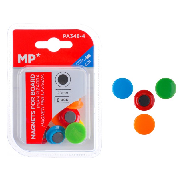MP σετ μαγνήτες PA348-4, στρογγυλοί, 20mm, χρωματιστοί, 8τμχ MP σετ μαγνήτες PA348-4, στρογγυλοί, 20mm, χρωματιστοί, 8τμχ