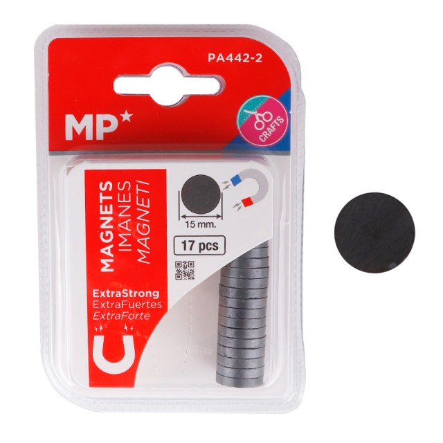 MP σετ μαγνήτες PA442-2, στρογγυλοί, 15mm, ανθρακί, 17τμχ MP σετ μαγνήτες PA442-2, στρογγυλοί, 15mm, ανθρακί, 17τμχ