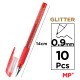 MP σετ στυλό διαρκείας ballpoint PE105O με glitter, 0.9mm, διάφορα χρώματα, 10τμχ MP σετ στυλό διαρκείας ballpoint PE105O με glitter, 0.9mm, διάφορα χρώματα, 10τμχ