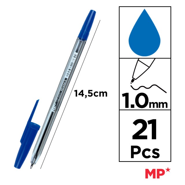 MP σετ στυλό ballpoint PE144OA, 1mm, μπλε, 21τμχ MP σετ στυλό ballpoint PE144OA, 1mm, μπλε, 21τμχ