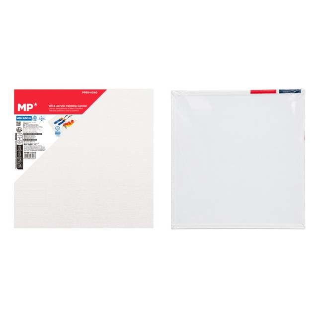 MP καμβάς καρτολίνο ζωγραφικής PP95-4040, 40x40cm, 280gr/m², λευκός