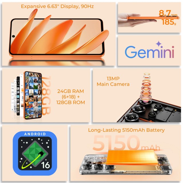 OUKITEL smartphone C26, 6.63", 6/128GB, 5150mAh, πορτοκαλί OUKITEL smartphone C26, 6.63", 6/128GB, 5150mAh, πορτοκαλί
