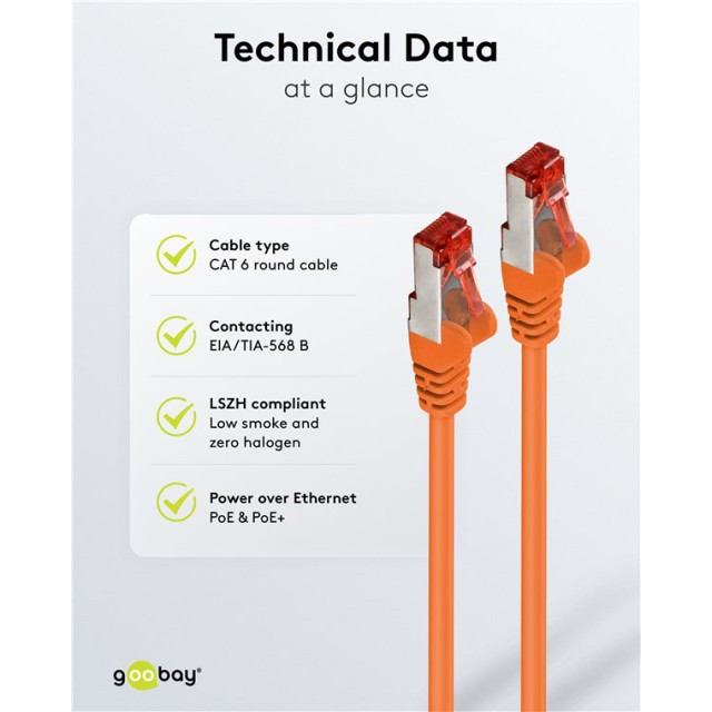 GOOBAY καλώδιο δικτύου 95582, CAT 6 S/FTP, copper, 250MHz, 1.5m, πορτοκαλί