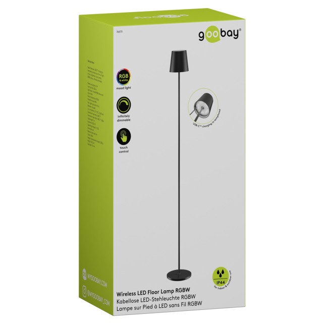GOOBAY επιτραπέζιο φωτιστικό 76573, RGBW, dimmable, επαναφορτιζόμενο, έως 122.3cm ύψος, μαύρο