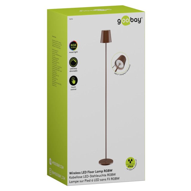 GOOBAY επιτραπέζιο φωτιστικό 76574, RGBW, dimmable, επαναφορτιζόμενο, έως 122.3cm ύψος, χάλκινο