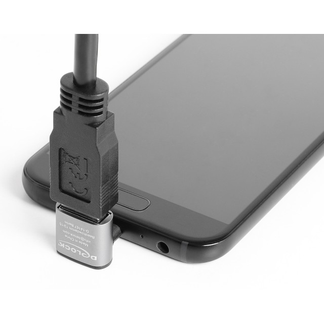 DELOCK αντάπτορας USB-C σε USB 67425, γωνιακός, 10Gbps, 60W, γκρι