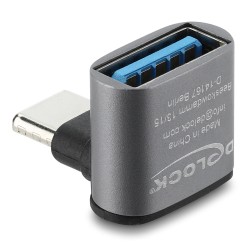 DELOCK αντάπτορας USB-C σε USB 67425, γωνιακός, 10Gbps, 60W, γκρι
