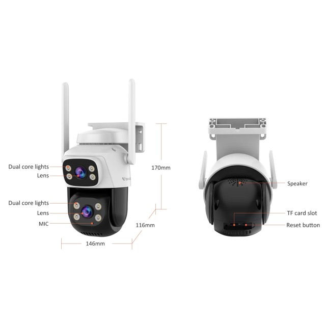 VSTARCAM smart κάμερα CS622DR, dual lens, 3MP, WiFi, PTZ, SD, IP66 VSTARCAM smart κάμερα CS622DR, dual lens, 3MP, WiFi, PTZ, SD, IP66
