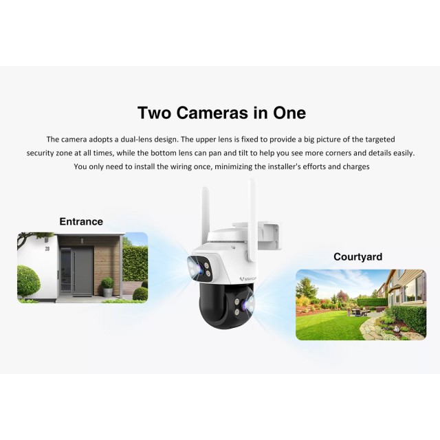 VSTARCAM smart κάμερα CS622DR, dual lens, 3MP, WiFi, PTZ, SD, IP66 VSTARCAM smart κάμερα CS622DR, dual lens, 3MP, WiFi, PTZ, SD, IP66