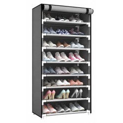 HOME USE υφασμάτινη παπουτσοθήκη HUH-0266 με 8 ράφια, 60x30x122cm, γκρι