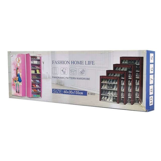 HOME USE υφασμάτινη παπουτσοθήκη HUH-0266 με 8 ράφια, 60x30x122cm, γκρι HOME USE υφασμάτινη παπουτσοθήκη HUH-0266 με 8 ράφια, 60x30x122cm, γκρι